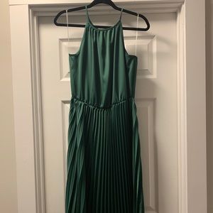 Emerald green satin dress